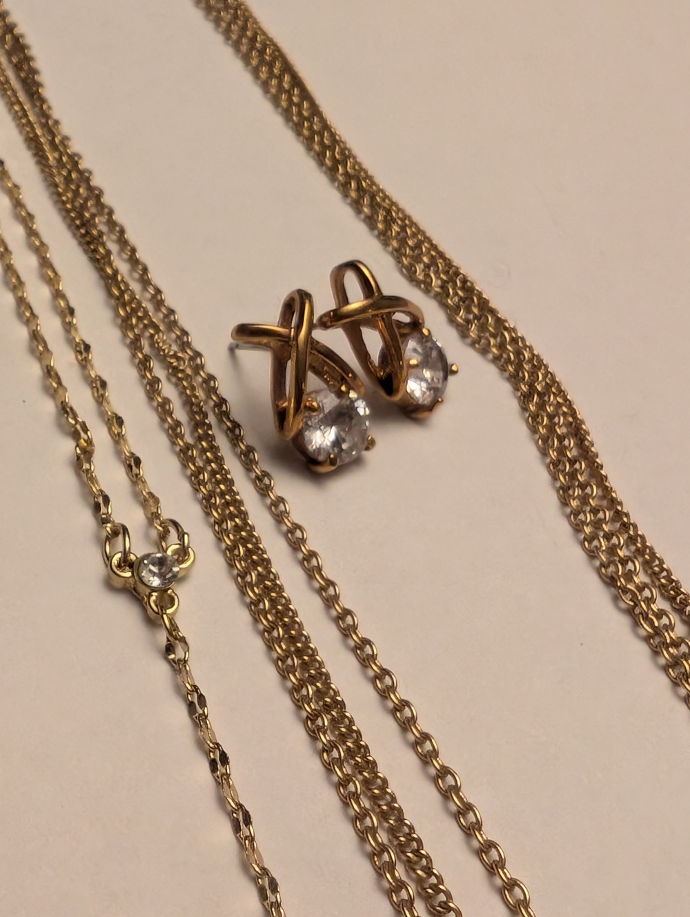 Lot of Gold-Tone Fine Chain Jewelry and Earrings